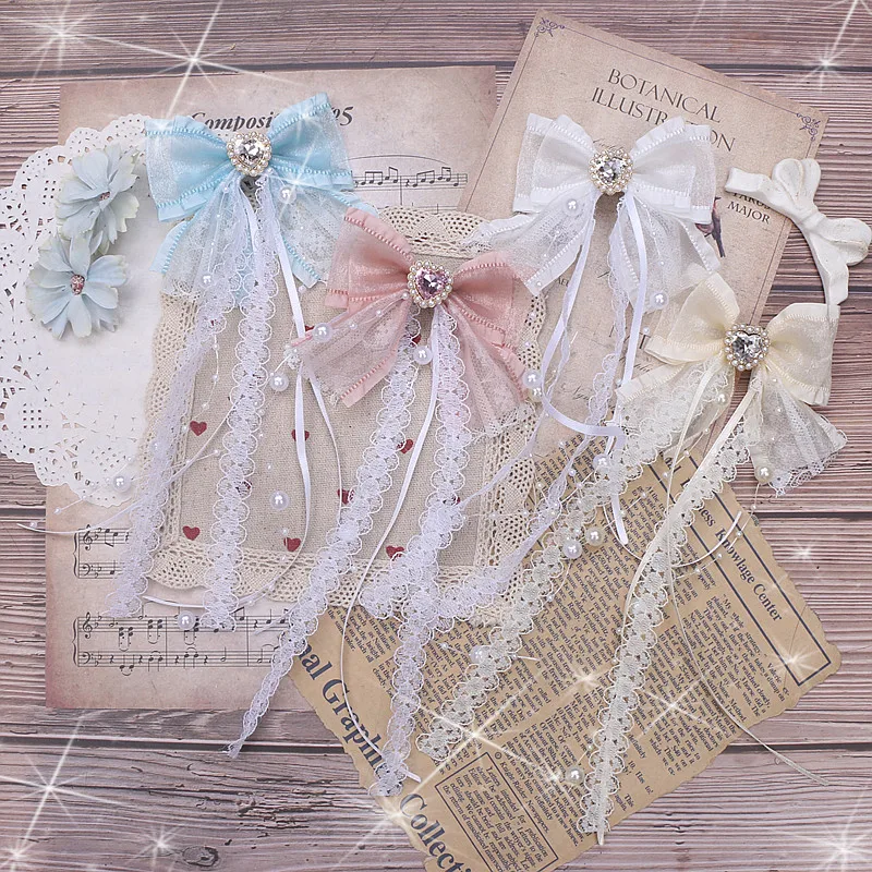 Handmade Japanese Sweet and Cute Fairy Baby's Breath Pearl Lace Lace Snow Gauze Hairpin Trim Girl Lolita Hair Accessory