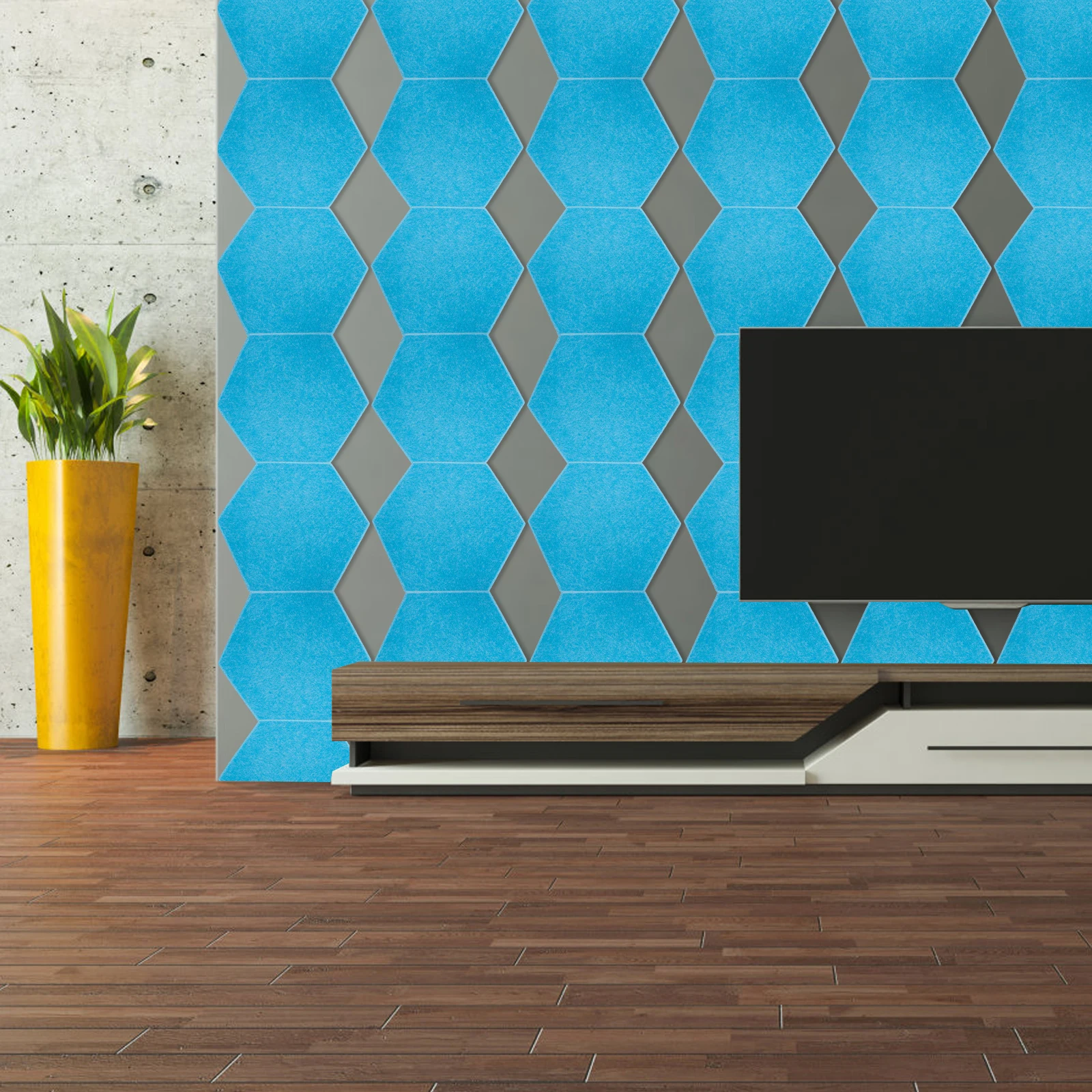 

5 Pcs Sound-absorbing Board Insulation Cotton Hexagon Blue Wall Panel Soundproof Material Dampening Acoustic Studio KTV School