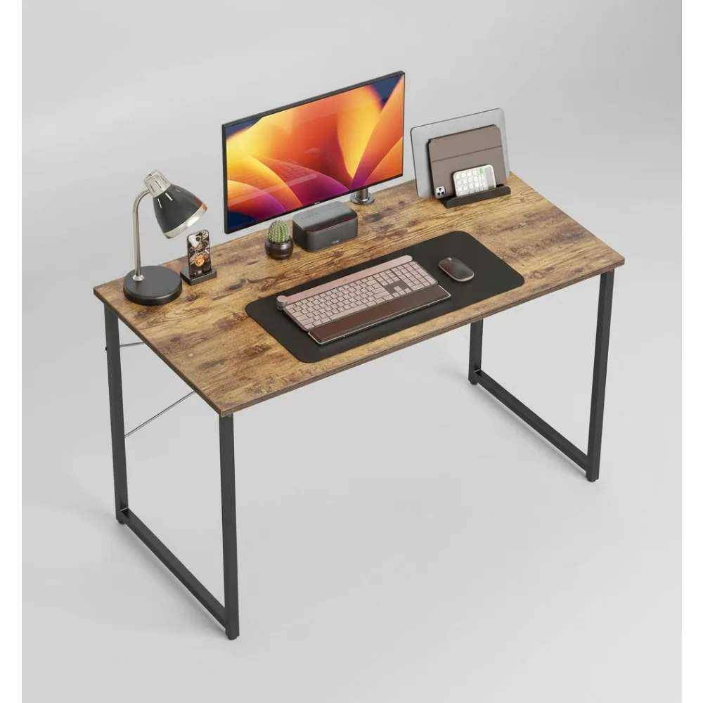 

40-дюймовый современный компьютерный стол, небольшой письменный стол для домашнего офиса с водонепроницаемой поверхностью, винтажный коричневый учебный стол