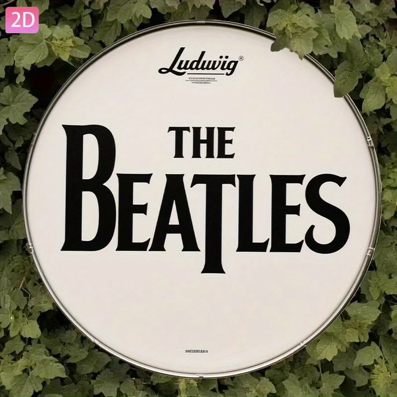 2D flache, 1-Zoll große Vintage-Aluminium-Wandtafel „The Beatles“ – 20,32 x 20,32 cm runde Blechdekoration, schwarze Buchstaben, perfekt für Zuhause, Bar – Detail 4