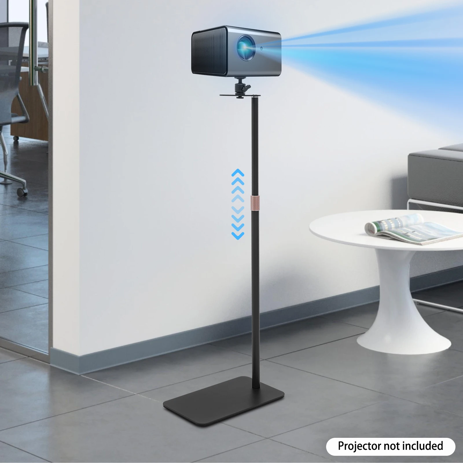 Supporto per proiettore 360 °   Supporto per proiettore girevole Supporto da pavimento nascosto a forma di L regolabile in altezza adatto per proiettore con borchie da 1/4.
