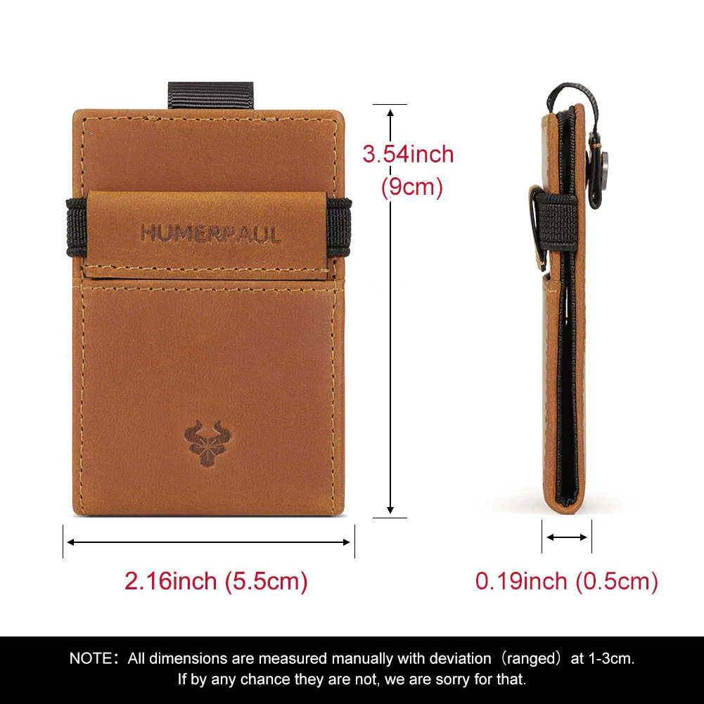 HUMERPAUL Slim RFID Card Holder Wallet for Men Genuine Leather Ultra-thin Money Purse Portable Business ID Banknote Bags