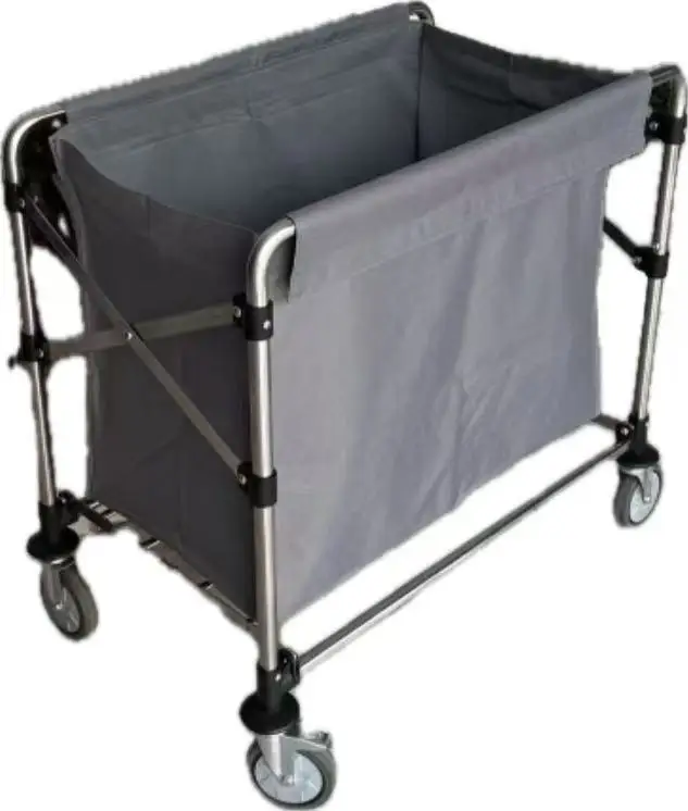 عربة تنظيف الغسيل المعدنية للتدبير المنزلي لغرفة الفندق