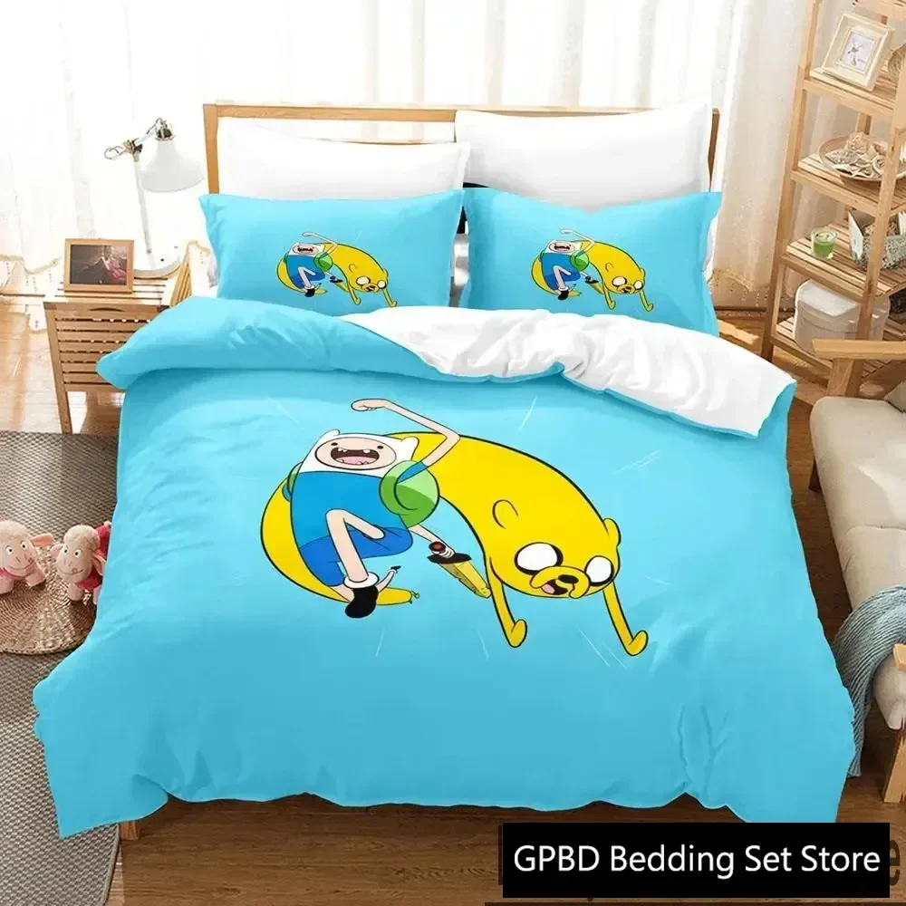 Cartoon The Dog Face Adventure Time Finn Jake Bedding Set Duvet Cover Bed Set Quilt Cover Pillowcase Comforter king Queen Size