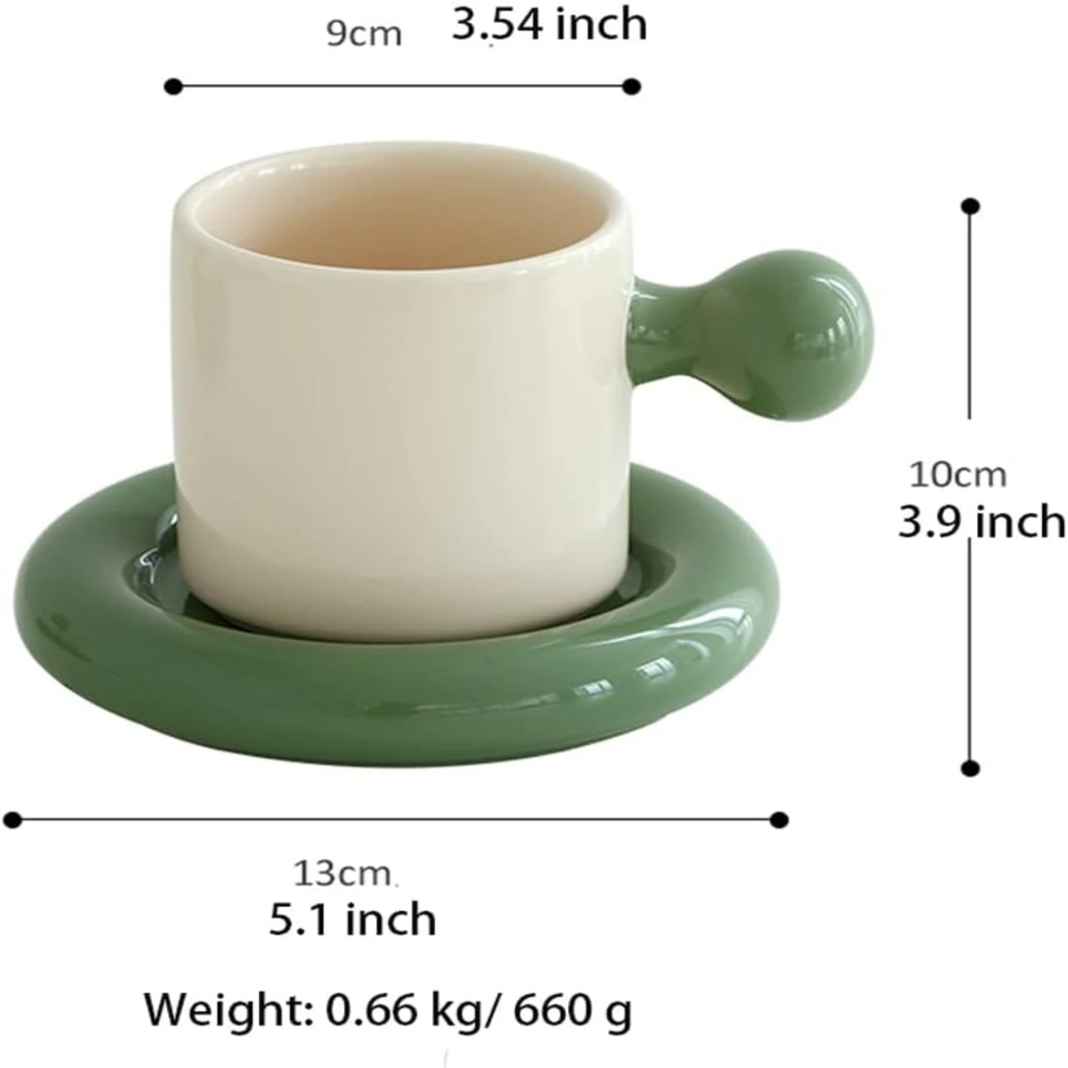Experience a Wonderful Tea Time with this Luxurious, High-Quality, Colorful Novelty Ceramic Tea Cup and Saucer Set in Color A. T