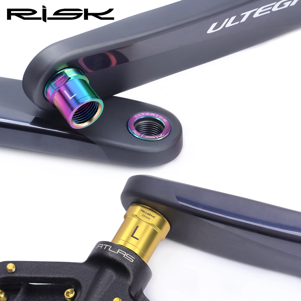 

Risk Bike Pedal Axle Extenders, Titanium Alloy, 16mm/20mm Bike Pedal Extension Lengthed Streched with Gasket, Cycling Parts