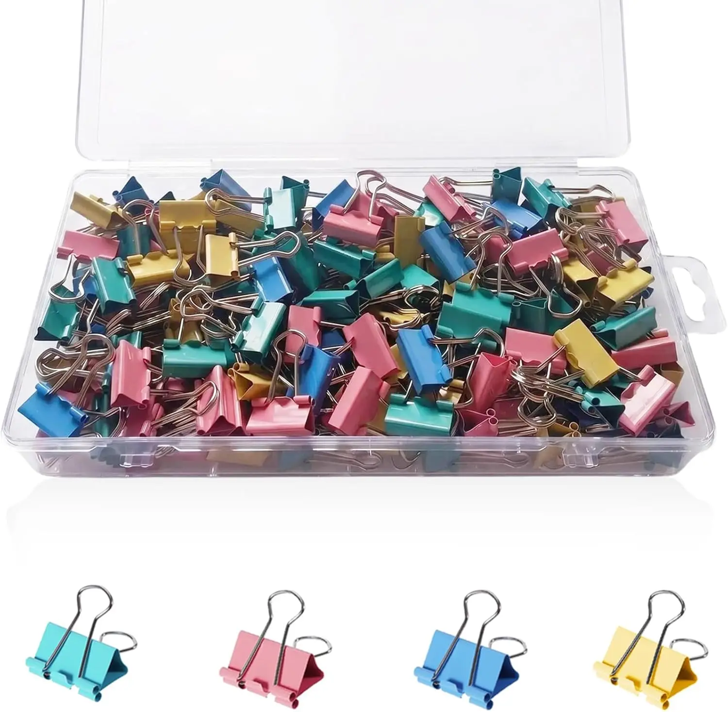

148Pcs Small Binder Clips Assorted Colors, 0.75in Mini Paper Clips for Office Home School, Durable Metal Clamps