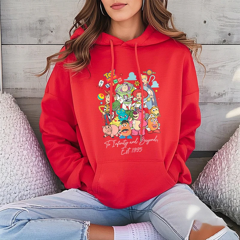 Disney Toy Story Land To Infinity and Beyond 1995 Print Women's Hoodie Sports Sweater Loose Top Casual Clothing