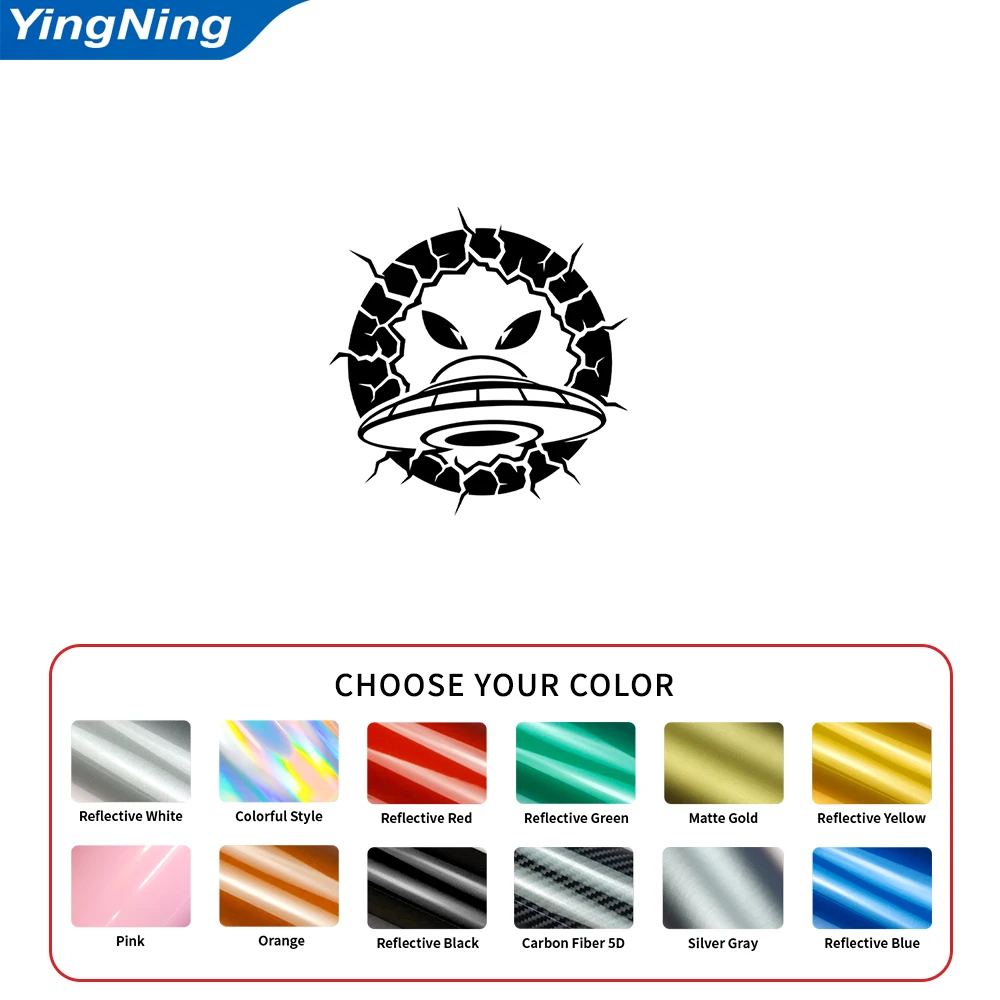 Alien Breaking Wall UFO Car Decal Vinyl Sticker Waterproof Universal Auto Window Body Bumper Sci Fi Exterior Decoration Graphic