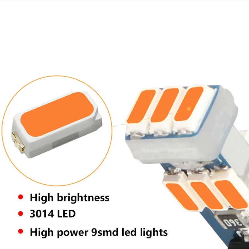 KEVANLY 10pcs T5 W3W LED Bulbs Canbus Dashboard Warming 9SMD 3014 Car Interior Lights Indicator Wedge Auto Instrument Lamp 12V
