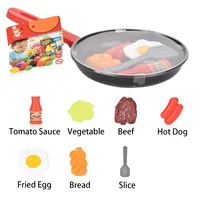 8PCS Kids Kitchen Play Food Set - Pretend Cookware with Steak, Vegetables, Bread & Hot Dog for Toddler Cooking Games 4