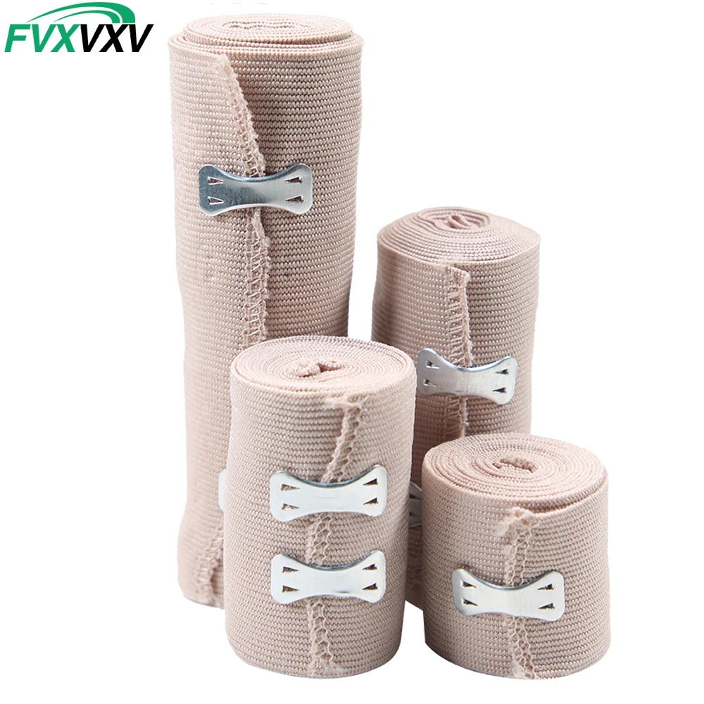 1 Roll Premium Elastic Bandage Wrap – Strong Compression Bandage Wrap with Extra Clips for Sports, Sprains, Wrist,Ankle and Foot