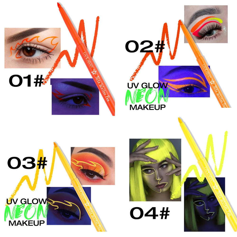 Gesichts farbe fluor zieren den Eyeliner 12 Farben Lidschatten Stick UV wasserdicht Eyeliner Gel Bleistift Augen Make-up Kosmetik Tool für Party