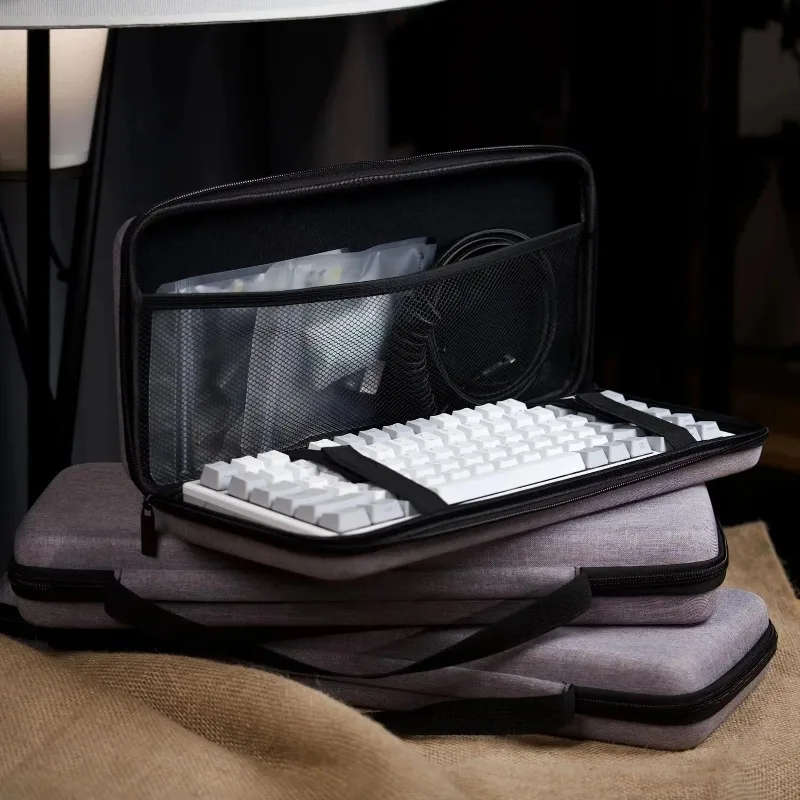1pc EVA Mechanical Keyboard Case, Hard Shell Bag for 60% 80% 100% Keyboards, Water-Resistant Travel Pouch with Handle