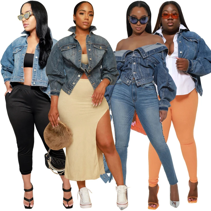 

Women Denim Coats Irregular Single Breasted Turn Down Collar Jackets Full Sleeve Solid Casual Jean Coat Pocket Outwear 2025