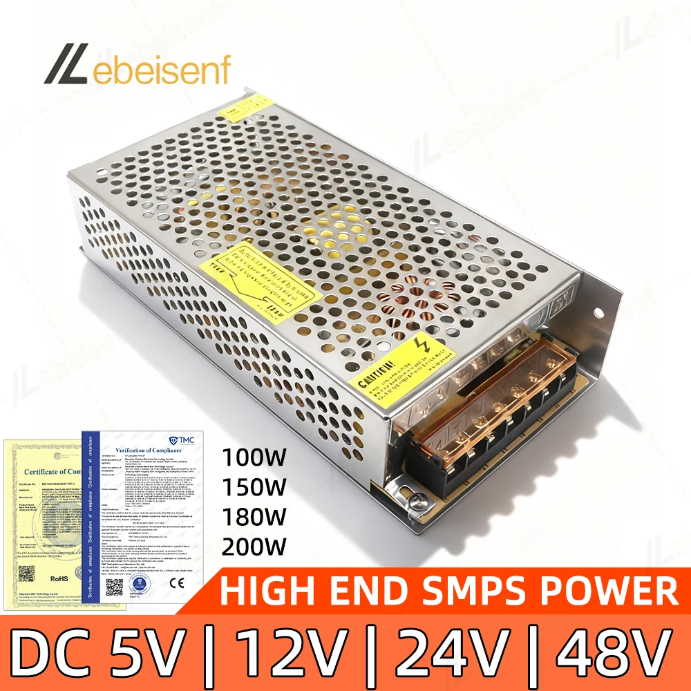 100W 150W 180W 200W DC Regulated Switching Power Supply  5V 12V 24V 48V LED Driver  AC-DC Transformer Adapterfor LED Strip Light