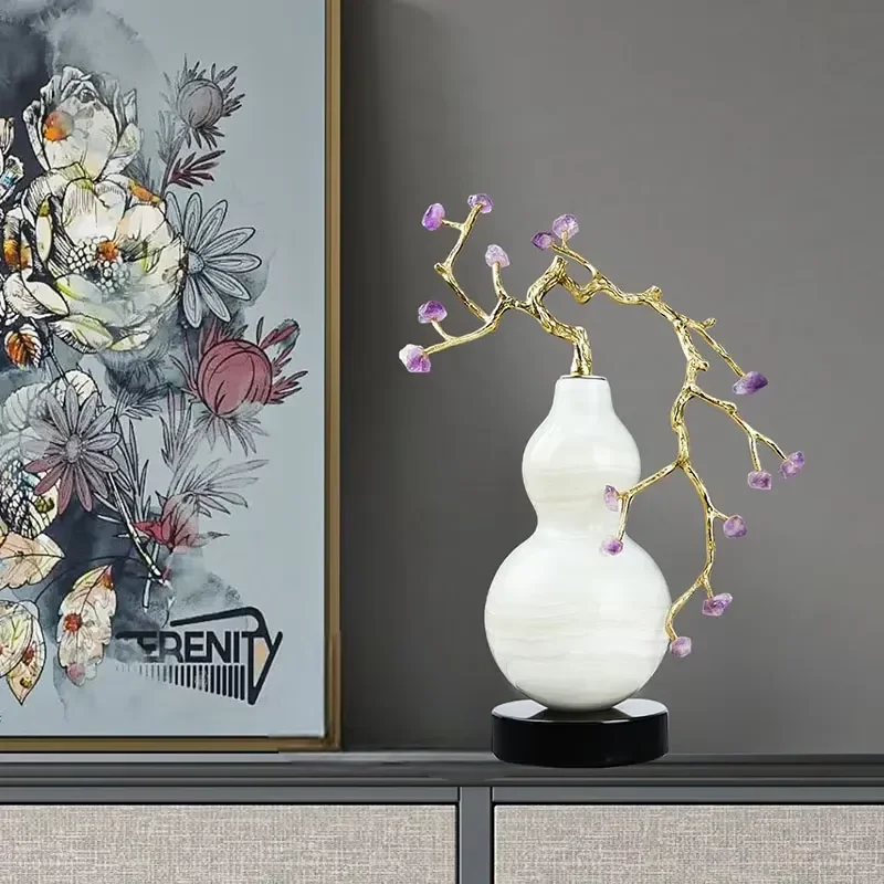 Simple home decoration amethyst green crystal horse alloy decoration living room bedroom office creative home