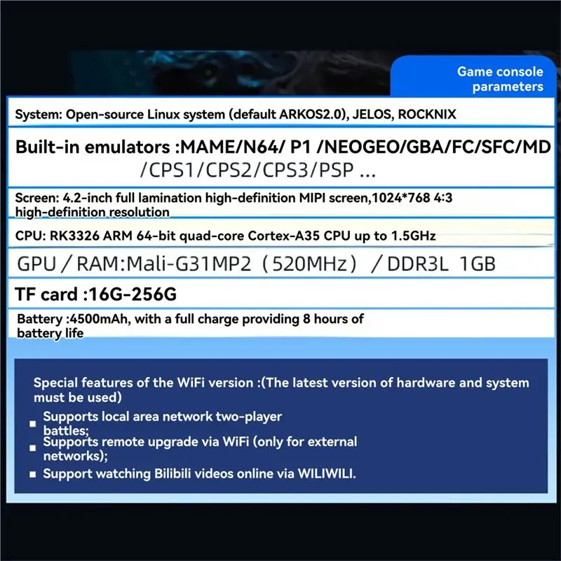 ABDE-R40XX Promax Ретро игровая консоль 4,2-дюймовый экран 64G 18000 игр Bult-In Wi-Fi поддерживает 30+ эмуляторов игровой плеер