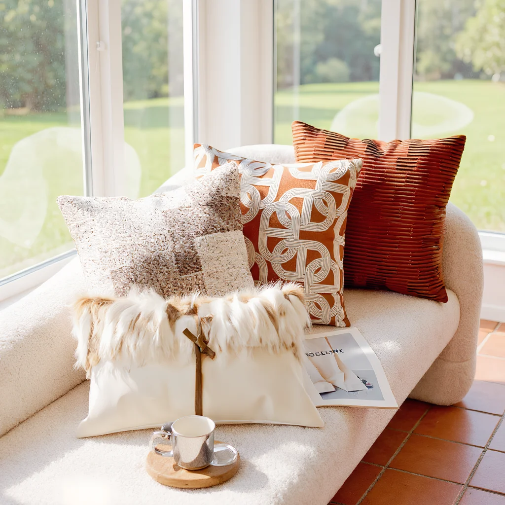 

Brown French Light Luxury Forest Stamping Waist Cushion Cover 30X50/45X45CM Throw Pillow Cover Home Decor Decorative Pillowcase