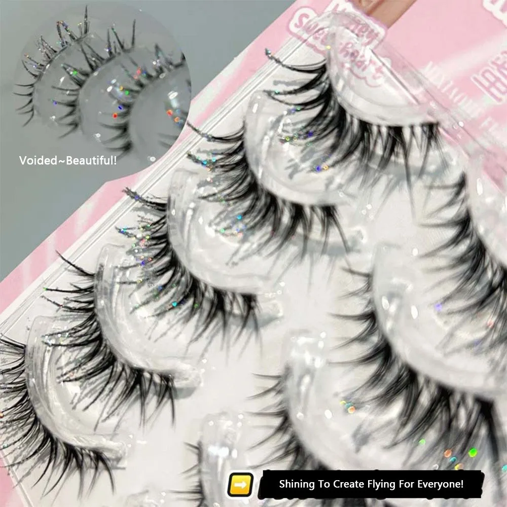 Colorful Rhinestone Rhinestone False Eyelashes Fluffy Texture Dazzling C-Curved Eyelashes Cross Strip False Eyelashes