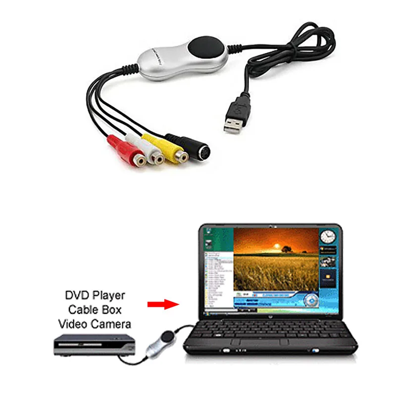 Ezcap170 USB 2.0 8MM VHS Video Tape Cassette Player AV S-video Camera Camcorder Video Capture Card TV Box Record To Windows PC