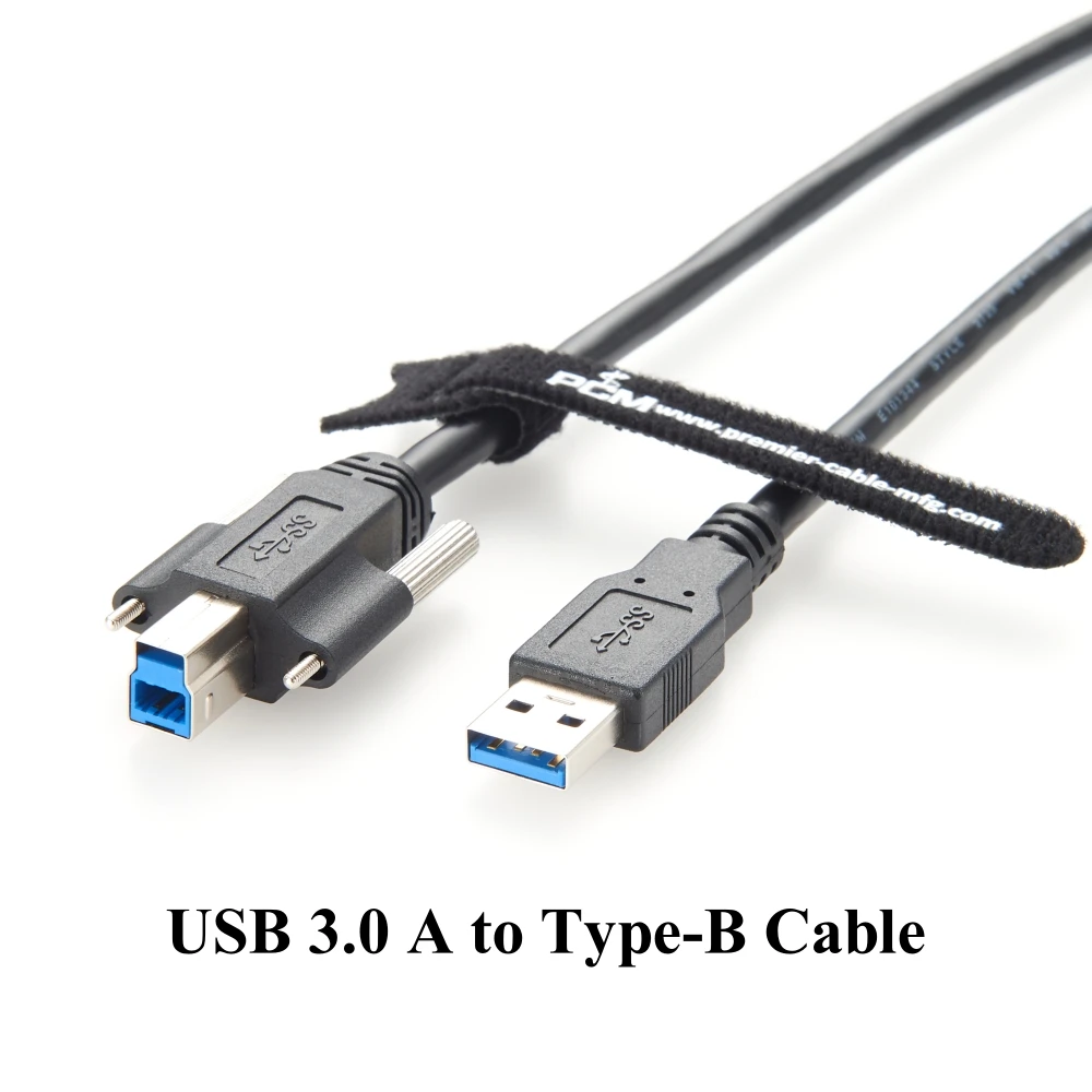 USB 3.0 A Male to Type-B Male Cable with Screw Lock USB A to USB B Printer Cable Machine Vision Industrial Camera Cord