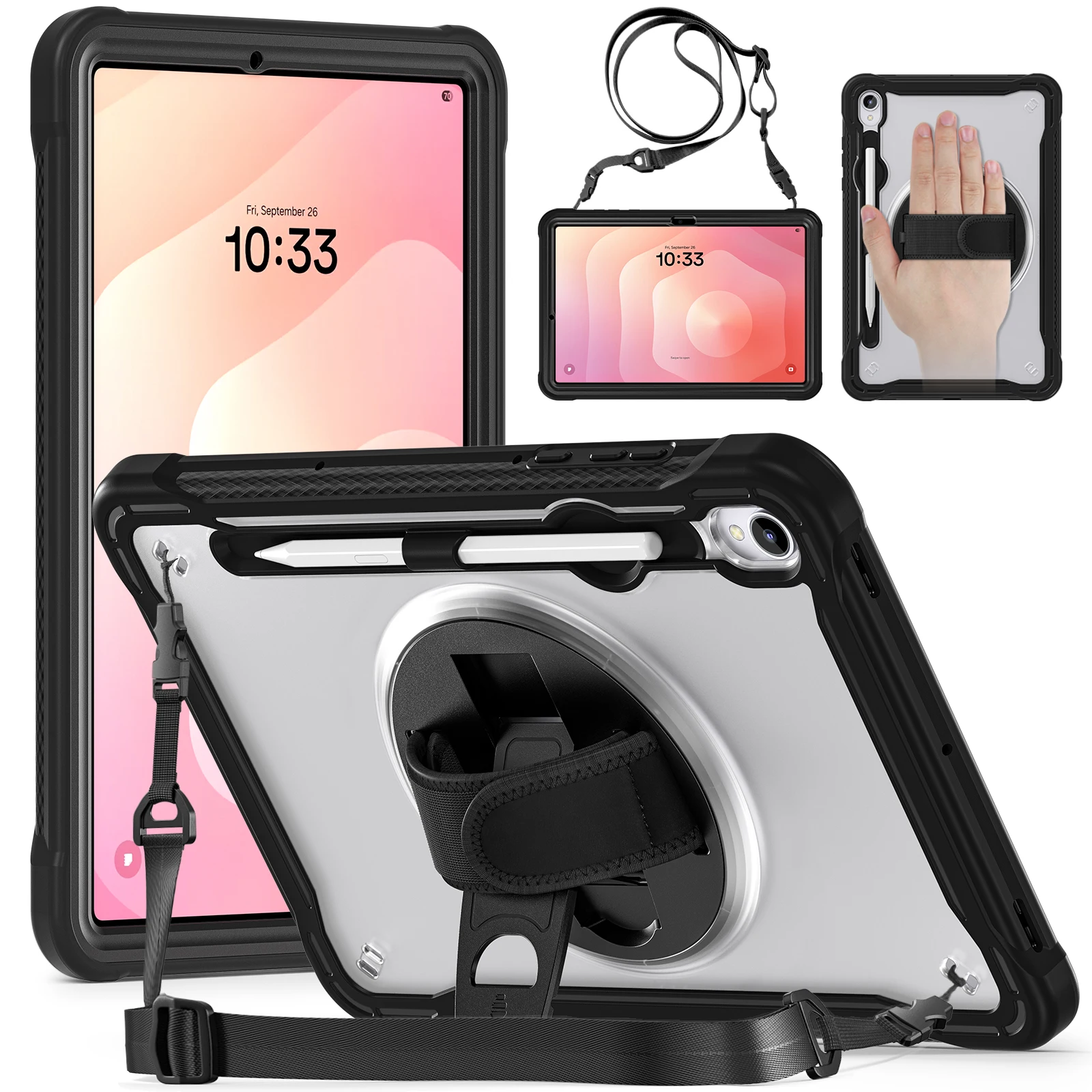 

Shockproof Case For Samsung Galaxy Tab S11 5G 11inch 2025 SM-X730 SM-X736B 360°Rotating Kickstand Handle Belt Cover+S Pen Holder
