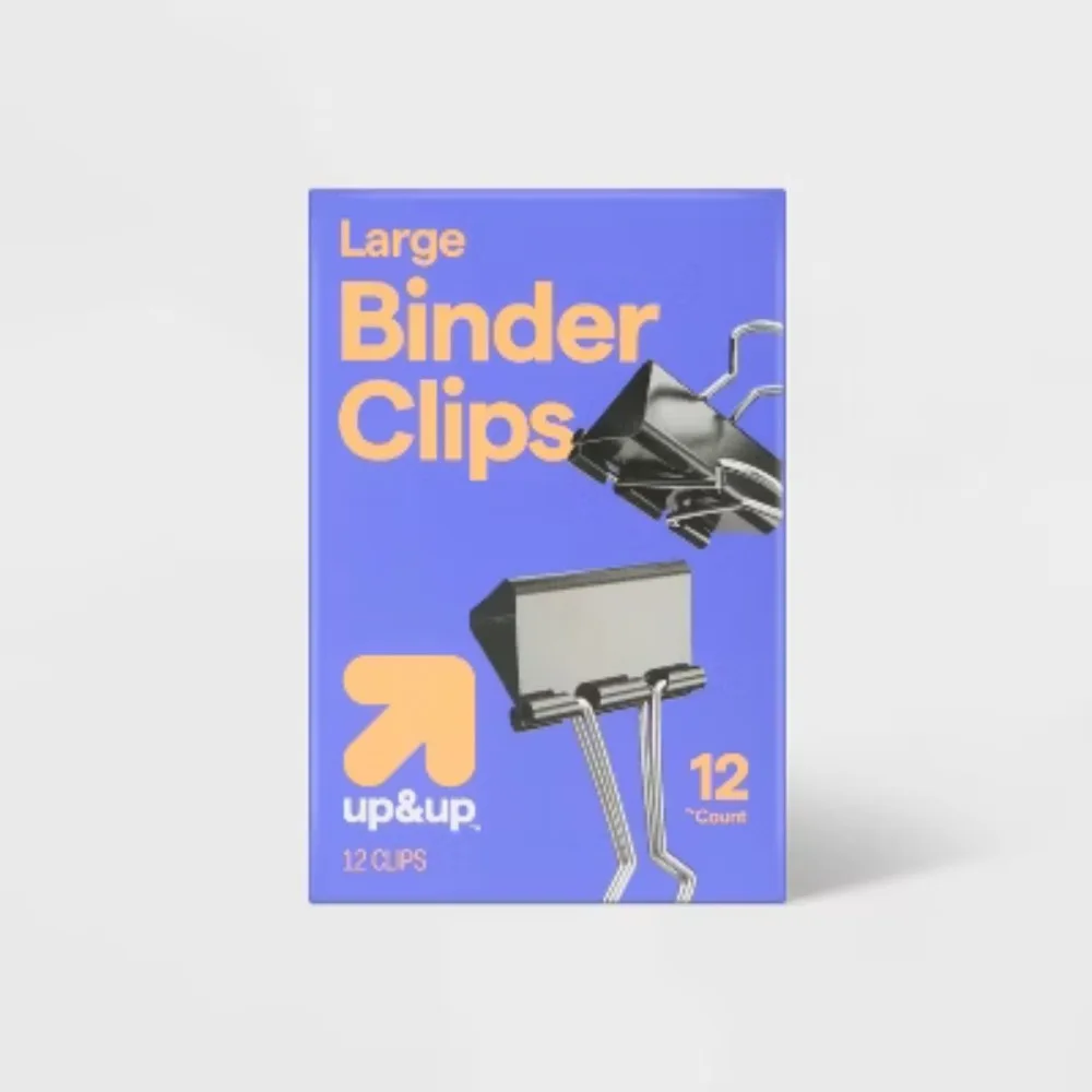 

Большие зажимы для бумаг 12ct - up&up: стальные, черные и серебристые, глубина 2,19 дюйма, ширина 1,25 дюйма.