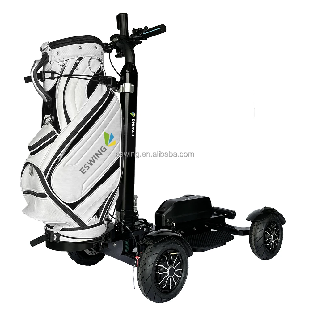 US Warehouse Stock 4 Wheel Aluminum Alloy Electric  Cart  Mobility Cart Caddy Cart With Seat And Umbrella