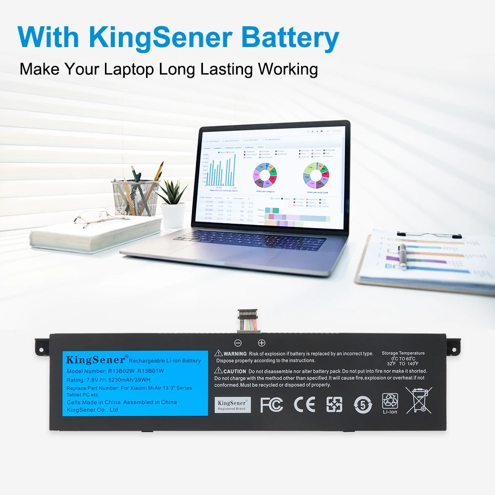 KingSener 7.6V 5230mAh New R13B01W R13B02W Laptop Battery For Xiaomi Mi Air 13.3