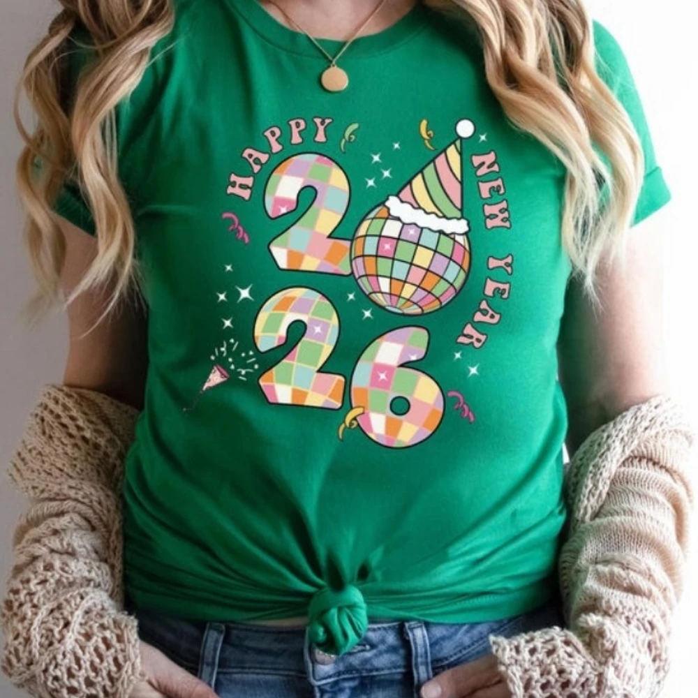 Happy New Year 2026 Shirt New Year Party T-Shirt New Year Celebration Tee Bye Bye 2025 Hello 2026 Shirt Women Unisex Tees