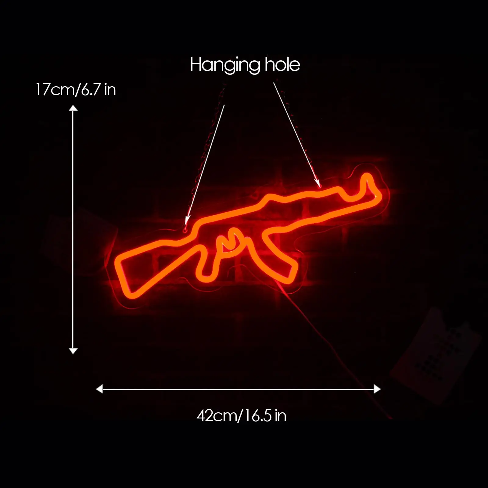 AK47 Gun Neon Sign Gun Neon Light LED Neon Sign for Wall Décor Dimmable LED Neon Light for Bar Restaurant Music Concert