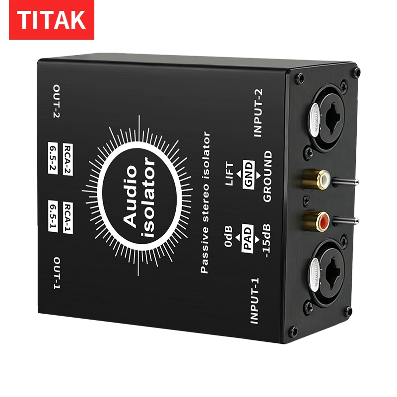 Professional XLR 6.35 HiFi Stereo Audio Isolation Box Ground Loop Isolator Noise Filter Hum Eliminator Eliminate Hum