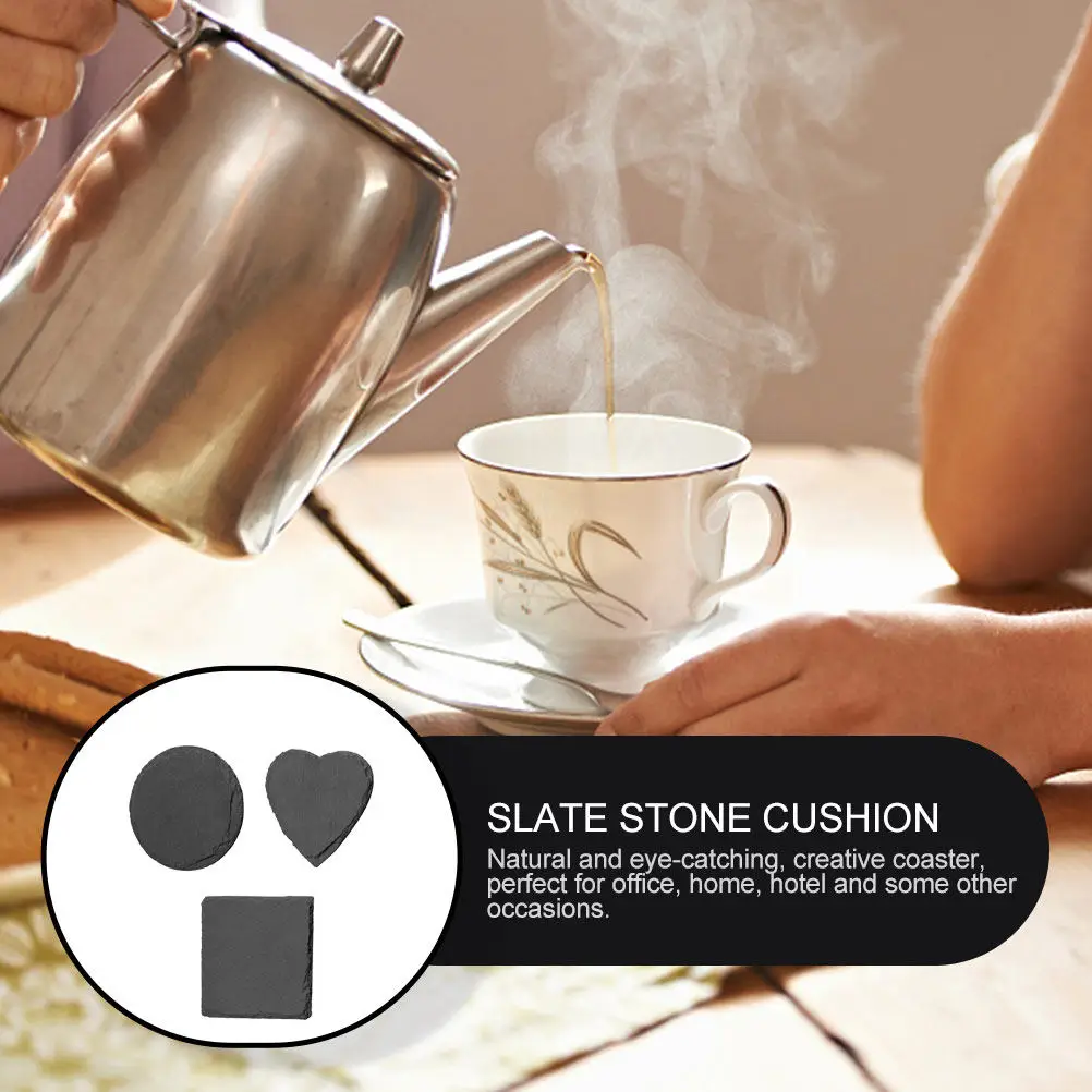 Natural Stone Coasters Set of 3 – Heat-Resistant, Non-Slip Cup Mats for Home, Office & Party – Vintage Style 4