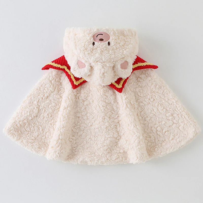 IYEAL Baby Cloak Autumn Winter Style Outdoor Cloak With Fleece Windproof And Warm Bear Cloak Children's Shawl Outdoor Clothing