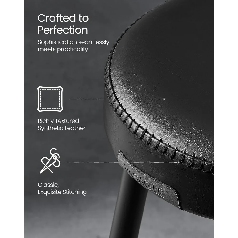 مجموعة من 4 كراسي ومقاعد لتناول الطعام منجدة، جلد صناعي مع خياطة، مناسبة للاستخدام في المطبخ والزينة