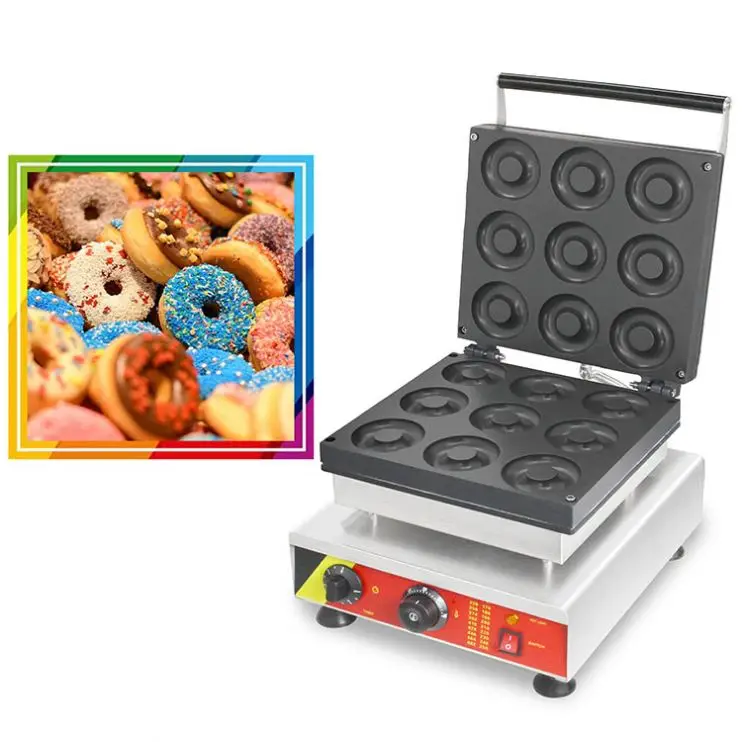 NP-63 Electric 9 Circle Donuts Machine Commercial 9-Hole Nonstick Mini Stainless Steel Doughnut Maker