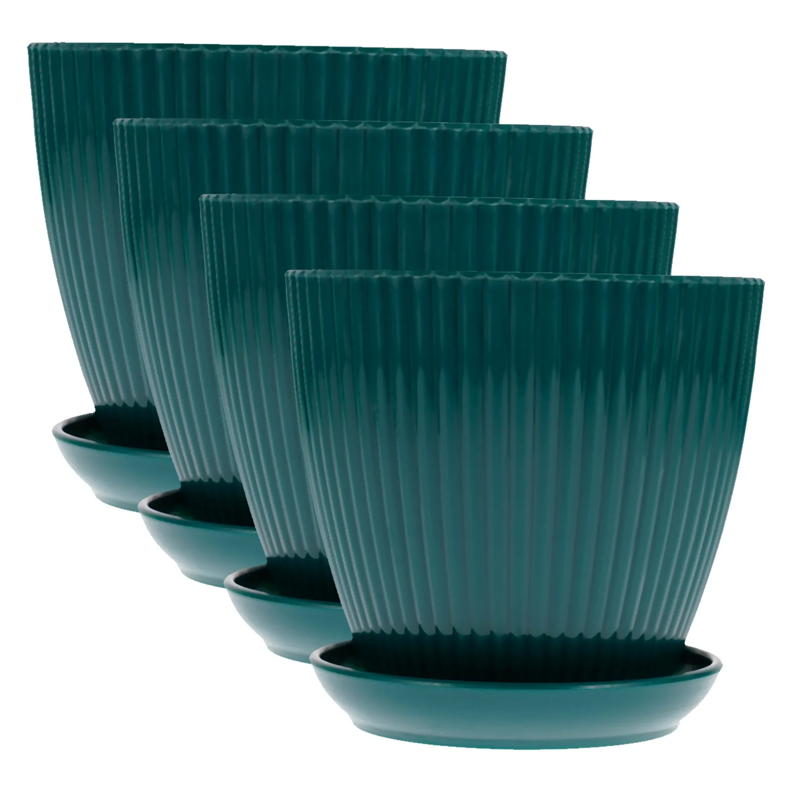 

4pcs Resin Pots Flower Planting Pot With Saucer For Indoor Plants Drainage Holes Succulent Nursery Planter Garden Decor