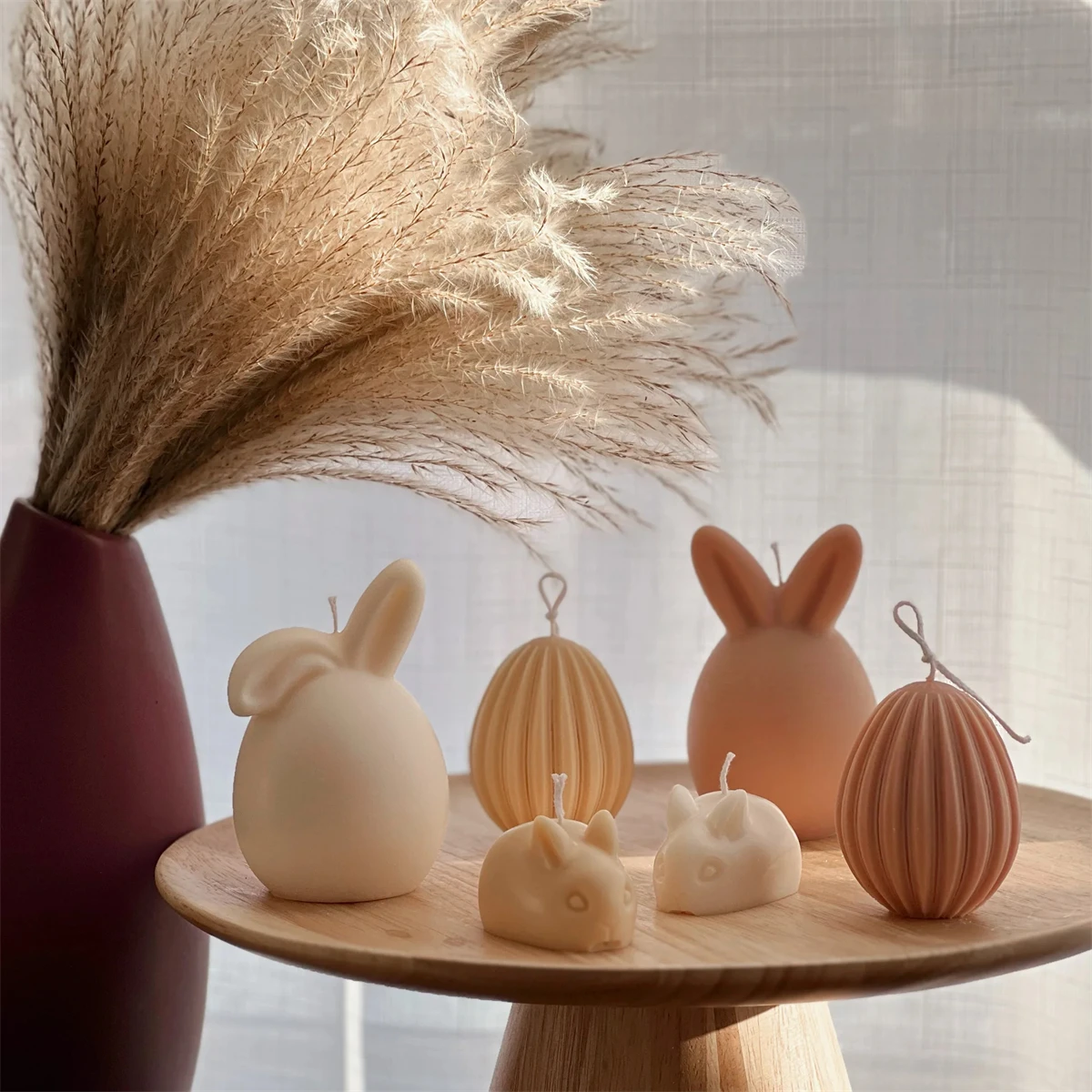 3D Entzückende Kaninchen Kerze Form Set Osterhase Ei Silikon Form DIY Seife Harz Form für Frühling Tisch Home Decor Geschenke