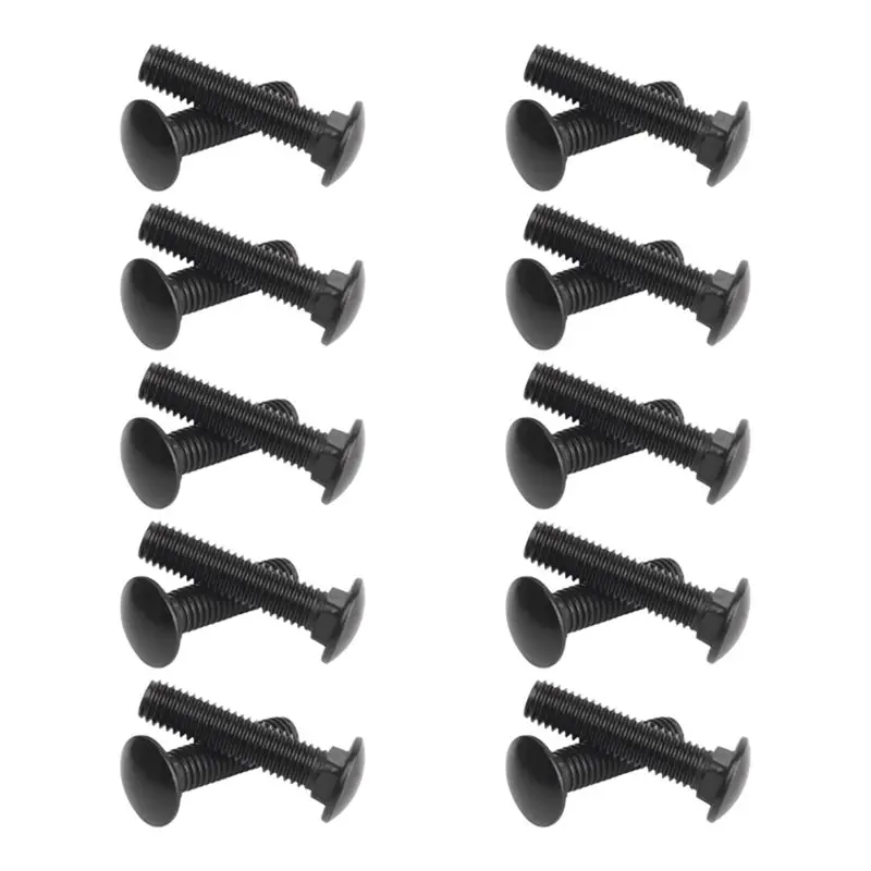 A93E-M5 M6 M8 304 Stainless Steel Carriage Bolts Round Head Square Neck Screws- Black Finish, 50Mm Length