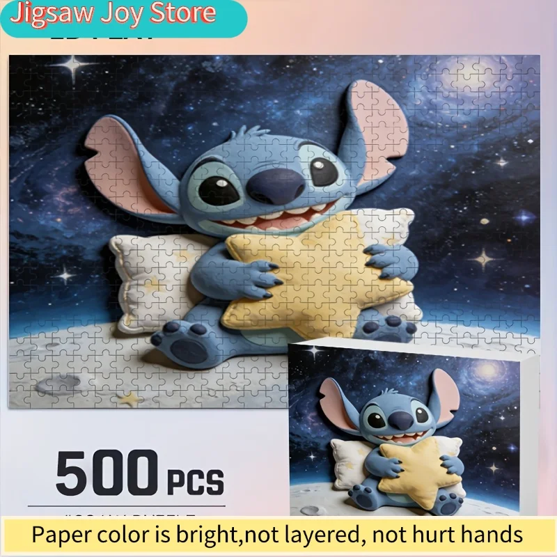 Disney Disney Stitch and Mickey Home Decor Print | 2D Flat Jigsaw Puzzle, Ideal for Adult Brain Teasers, Family Game Nights, C