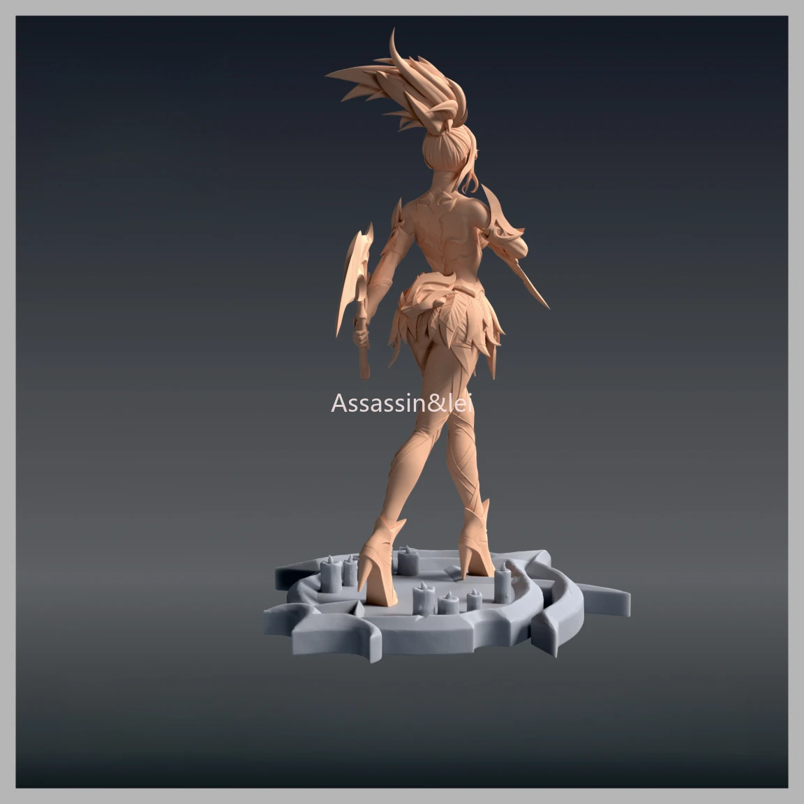 LOL Game animation peripheral figure The Rogue Assassin Akali 3D resin printing model unpainted white mold 1/12 1/18 1/24 1/43