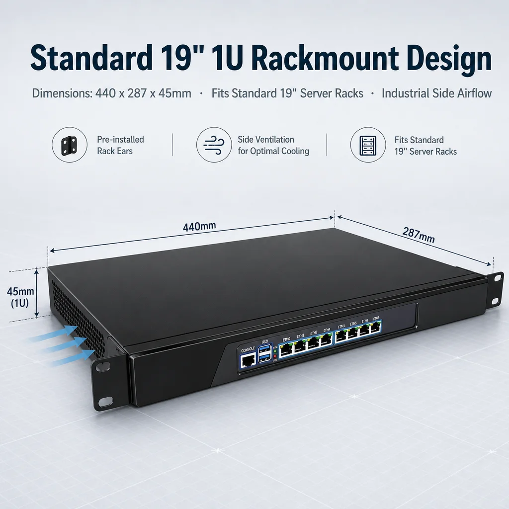 Partaker 1U Rackmount Firewall Server i7-3520M i5 i3 8xGbE NICs pfSense OPNsense AES-NI VPN Router Network Security Appliance