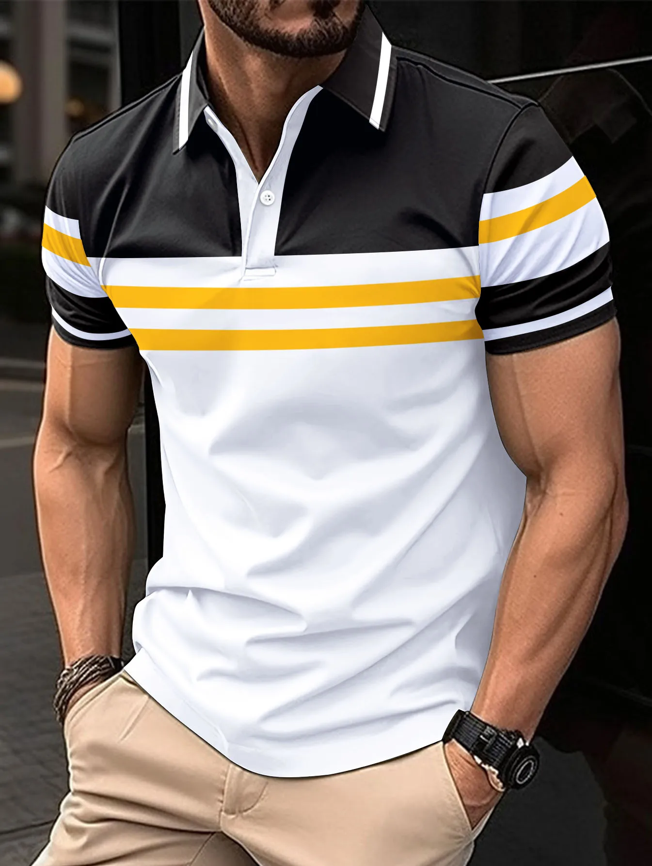 2024 summer new men\'s short sleeve pure cotton casual T-shirt V-neck shirt men\'s breathable Polo shirt S-3XL