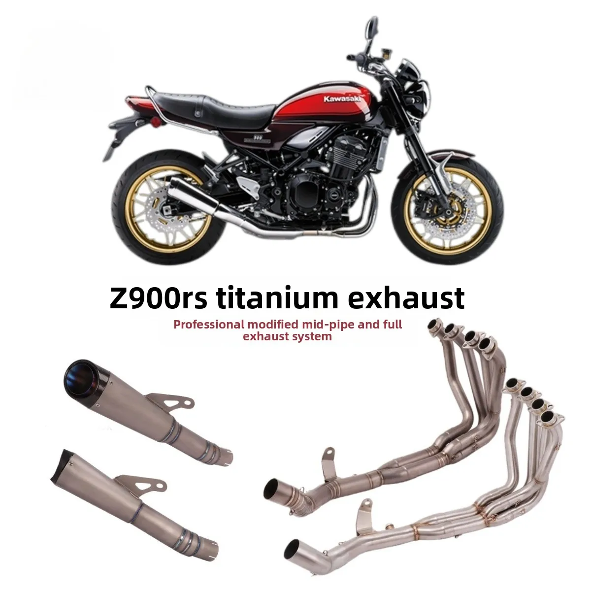 Titanium Full Exhaust Pipe Front Section for Kawasaki Z900RS Z900 Retro Motorcycle Modification