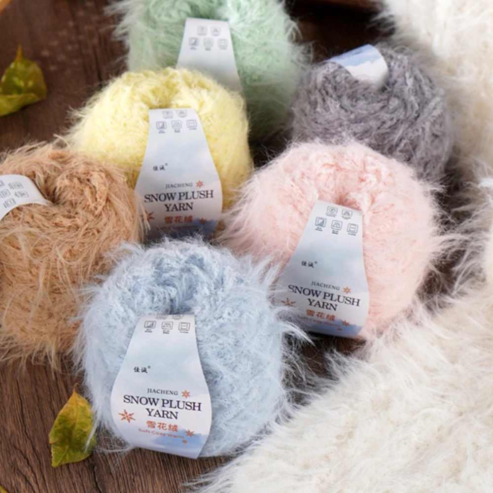 100g Snowflake Velvet Yarn Long Hair Hand Mixed Yarn Thick Thread Hand Woven Crochet Scarf Bag Hat DIY Knitting Crocheting