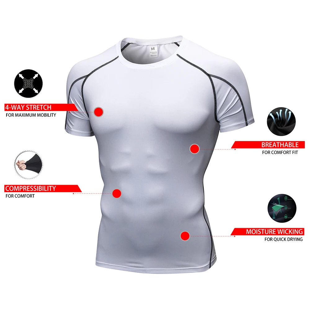 Compression Shirts Men Short Sleeve Quick Dry Sports Undershirt Gym Workout Base Layer T Shirt for Men Running Athletic Tights