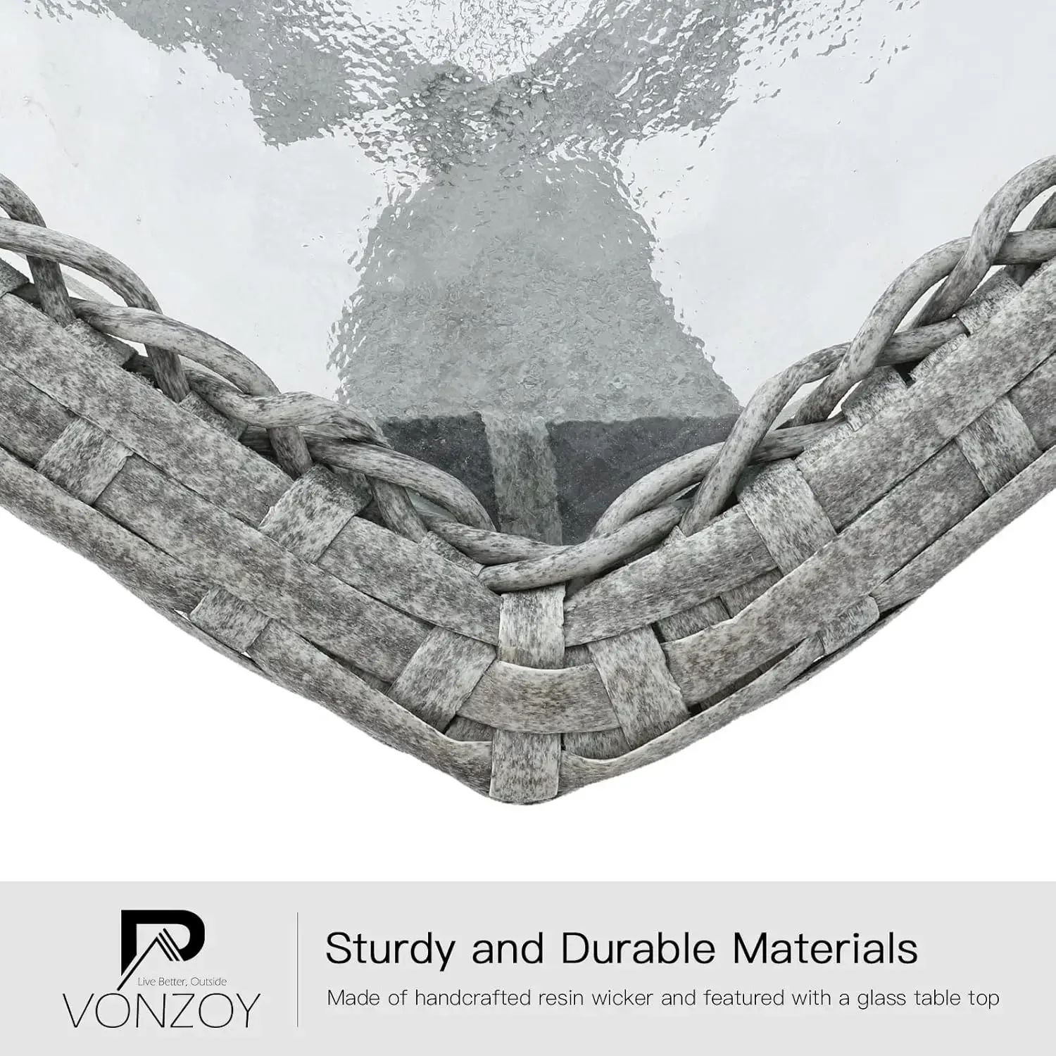 Patio Furniture Set 3 Pieces, Wicker Rocking Bistro Set with Thick Cushions, Outdoor Rocker Chairs and Coffee Table for Porch