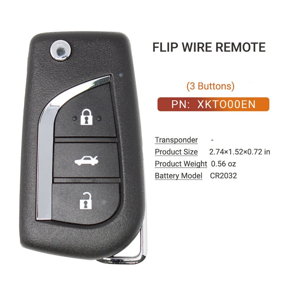 Xhorse-XKTO00EN Universal Fio Remoto Key Fob, 3 Botões, Toyota Tipo, VVDI Ferramenta Chave