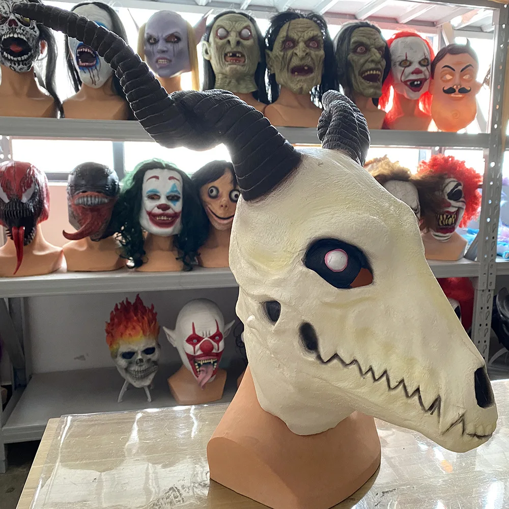 Ziegenkopf-Schädelmaske Widderhörner Tierschädel-Kostümmaske Dämon Teufel Böse Maske Cosplay Halloween Deko-Requisite ﻿ – Detail 5